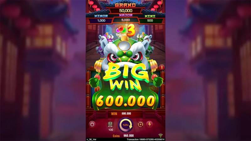 Các kết quả và phần thưởng trong slot 3 sư tử may mắn
